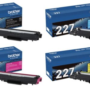 Brother Genuine TN227BK, TN227C, TN227M, TN227Y High Yield 4-Color Toner Cartridge Set, Black Cyan Magenta & Yellow, TN227