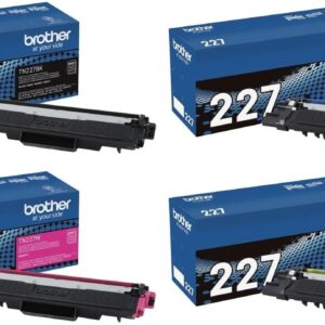 Brother Genuine TN227BK, TN227C, TN227M, TN227Y High Yield 4-Color Toner Cartridge Set, Black Cyan Magenta & Yellow, TN227
