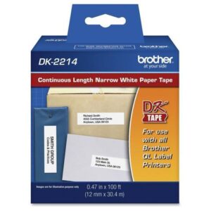 Brother Label Tape Cartridge, Label Type Indoor Black/White Paper DK2214
