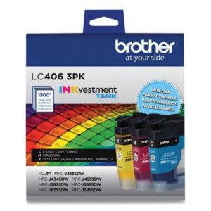 Brother LC4063PK INKvestment Ink 1500 Page-Yield Cyan/Magenta/Yellow 3 Pack