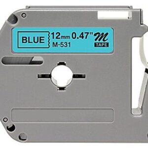 Brother MK531 12mm Black On Blue P-Touch Label Tape, Compatible
