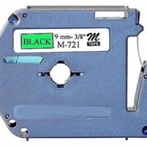 Brother MK721 9mm Black On Green P-Touch Label Tape, Compatible