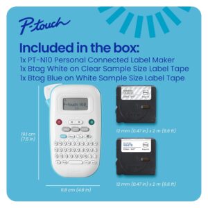 Brother P-touch PT-N10 Personal Handheld Label Maker Machine with Btag Tape, Portable Label Printer, Easy to Use, Multiple Font Styles, User-Friendly Templates for Organizing,...