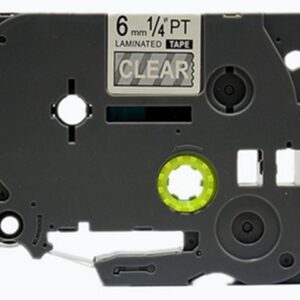 Brother TZe-115 6mm (0.25"), Length of 8M, White on Clear Compatible Label Tape