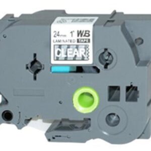Brother TZe-155 24mm , Length of 8M White on Clear P-Touch Label Tape, Compatible