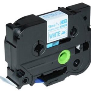 Brother TZe-FA4 Label Tape, 18mm (0.75"), Length of 8M, Navy Blue on White Fabric Iron-on Compatible