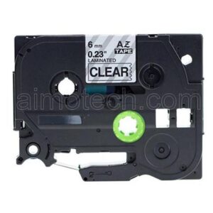 Brother TZe-FX111 P-Touch Flexible Label Tape, 6mm (0.25"), Length of 8M, Black on Clear, Compatible
