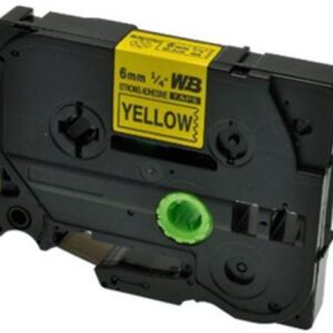 Brother TZe-S611 P-touch Super StrongLabel Tape, 6mm (0.23"), Length of 8M, Black on Yellow, Compatible