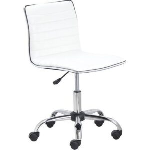 BTEXPERT 5029w BTExpert Swivel Mid Back Armless Ribbed Designer Task Chair Leather Soft Upholstery Office Chair - White