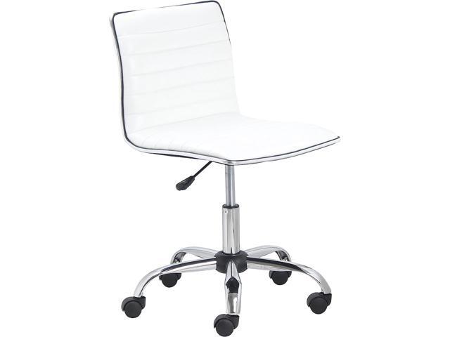 BTEXPERT 5029w BTExpert Swivel Mid Back Armless Ribbed Designer Task Chair Leather Soft Upholstery Office Chair - White