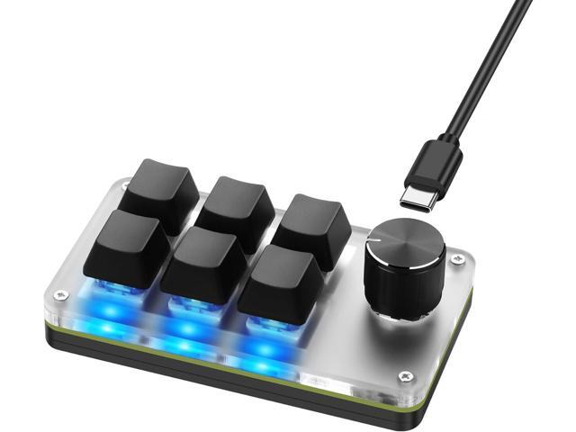 BUCIER Mini Macro Programmable Keyboard USB Mini 6 Key 1 Knob Mechanical OSU Gaming Keyboard RGB DIY Multi-Function Keyboard Compatible with Mac OS,