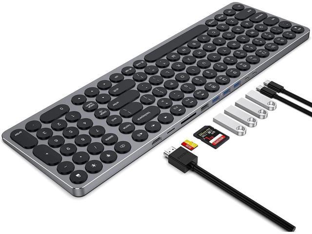 BUCIER USB C Hub Wired Keyboard with Number Pad for Mac, 9 in 1 USB C Docking Station with 4K HDMI, 4 USB Ports, 100W PD, SD/TF Cards Reader,