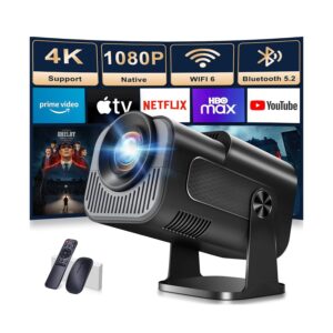 [Built-in App] Mini Projector 1080P Full HD, 4K Projector with 180° Rotation, Portable Projector WiFi 6&Bluetooth 5.2 Support, Featuring Auto Keystone Correction, HDMI/USB...