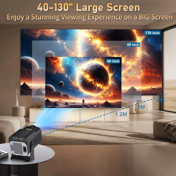 [Built-in App] Mini Projector 1080P Full HD, 4K Projector with 180° Rotation, Portable Projector WiFi 6&Bluetooth 5.2 Support, Featuring Auto Keystone Correction, HDMI/USB...