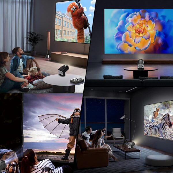 [Built-in App] Mini Projector 1080P Full HD, 4K Projector with 180° Rotation, Portable Projector WiFi 6&Bluetooth 5.2 Support, Featuring Auto Keystone Correction, HDMI/USB...