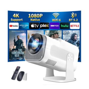 [Built-in App] Mini Projector 1080P Full HD, 4K Projector with 180° Rotation, Portable Projector WiFi 6&Bluetooth 5.2 Support, Featuring Auto Keystone Correction, HDMI/USB...