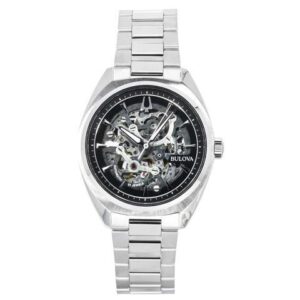 Bulova Classic Surveyor Silver Skeleton Dial Automatic Analog 96A293 Mens Watch