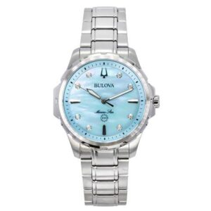 Bulova Marine Mother Of Pearl Dial Quartz Casual 100 Women's Watch 96P248