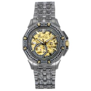 Bulova Racer Chronograph Leather Strap Black Dial Quartz 98B428 100M Men's Watch