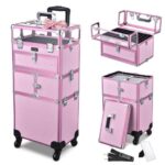 Byootique 2in1 Nail Polish Organizer Rolling Makeup Train Case Manicure Storage