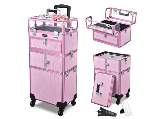Byootique 2in1 Nail Polish Organizer Rolling Makeup Train Case Manicure Storage