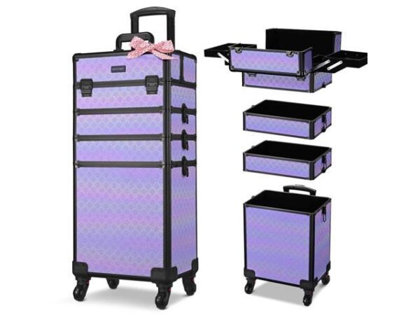 Byootique 4in1 Rolling Makeup Train Case Cosmetic Organizer Charm ForgetMeNot Byootique 4in1 Rolling Makeup Train Case Cosmetic Organizer Charm ForgetMeNot