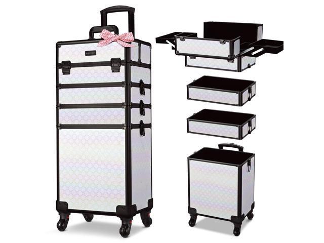 Byootique 4in1 Rolling Makeup Train Case Cosmetic Organizer Pure ForgetMeNot