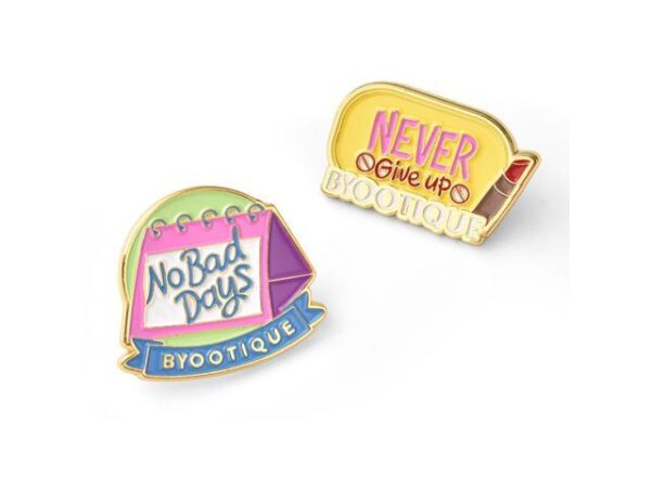 Byootique Inspirational Quote Badge Set Pin Brooch Enamel for Makeup Bag 2 Packs Byootique Inspirational Quote Badge Set Pin Brooch Enamel for Makeup Bag 2 Packs