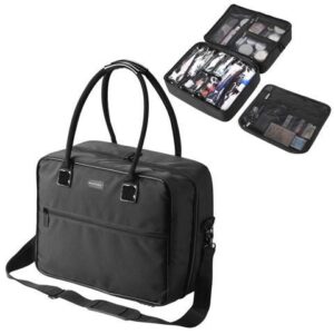 Byootique Makeup Bag Soft Sided Cosmetic Train Case 2 Layer Hangbag 4 Pouches