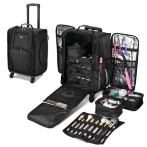 Byootique® Makeup Case with Straps Independent Travel Toiletry Bags Rolling Nylon Makeup Artist Organizer