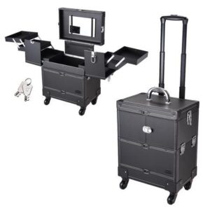 Byootique Portable Makeup Case Cosmetic Rolling Carry-on Bag Shoulder Organizer