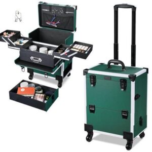 Byootique Rolling Makeup Train Case Cosmetic Organizer Trolley Lockable Vanity