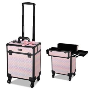 Byootique Rolling Makeup Train Case Cosmetic Trolley Organizer Blush ForgetMeNot