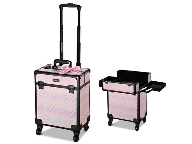 Byootique Rolling Makeup Train Case Cosmetic Trolley Organizer Blush ForgetMeNot