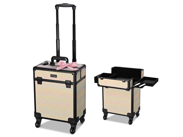 Byootique Rolling Makeup Train Case Cosmetic Trolley Organizer Grace ForgetMeNot