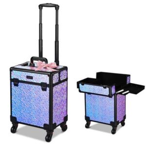 Byootique Rolling Makeup Train Case Cosmetic Trolley Organizer Mermaid Purple