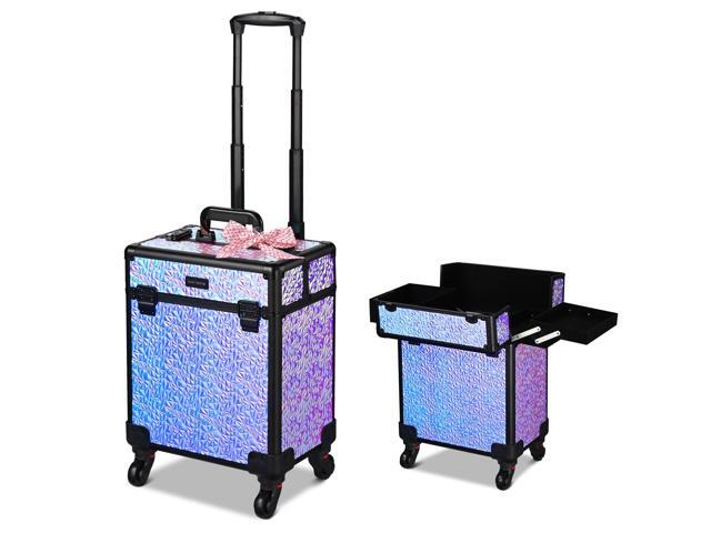Byootique Rolling Makeup Train Case Cosmetic Trolley Organizer Mermaid Purple