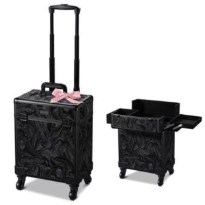 Byootique Rolling Makeup Train Case Cosmetic Trolley Organizer Salon CB Shadows