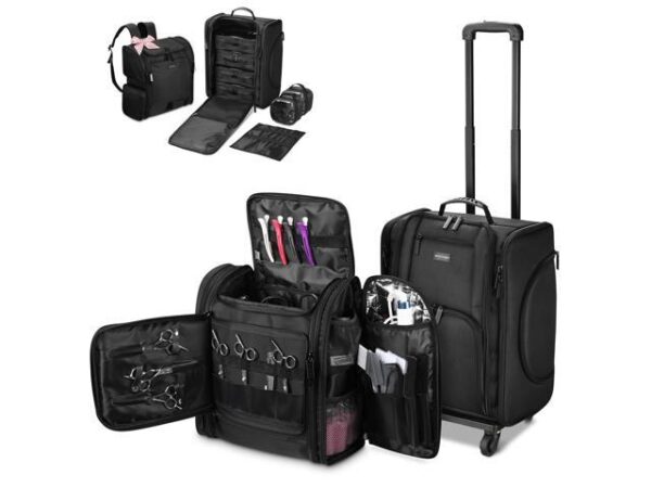 Byootique Rolling Train Case & Hair Tools Travel Bag Kit with 6 Toiletry Bags Byootique Rolling Train Case & Hair Tools Travel Bag Kit with 6 Toiletry Bags