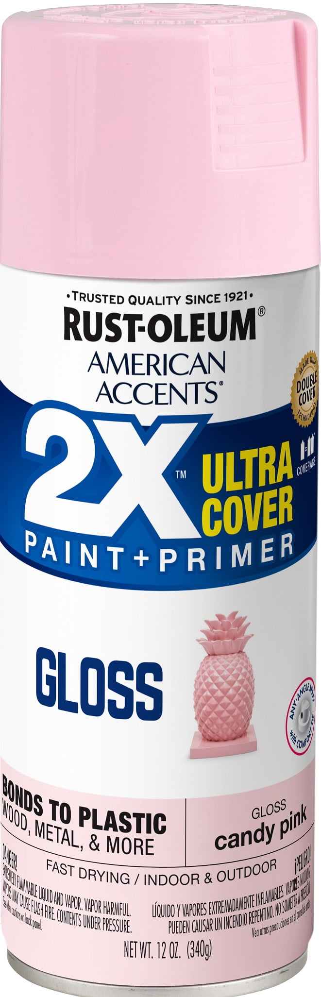 Candy Pink, Rust-Oleum American Accents 2X Ultra Cover Gloss Spray Paint- 12 oz