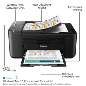 Canon PIXMA TR4722 All-in-One Wireless InkJet Printer with ADF, Mobile Print and Fax