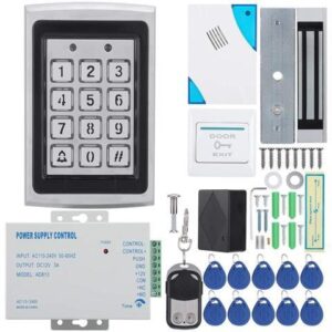Caredy Door Access Control System Kit, Home Security System with 280kg 620LB Electric Magnetic Door Lock Access Control 125KHz Cards+Passwords+Cards