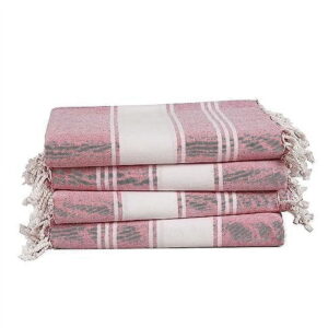 Casa Platino Hammam Cotton Beach Towels 4 Pack – Oversized, Quick Dry, Perfect for Adults Seeking Style and Comfort on Travel – Cashmere Rose