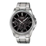 Casio Enticer Analog Stainless Steel Black Dial Quartz MTP-1375D-1AV Men's Watch