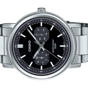 Casio MTP-E335D-1EV Stainless Steel Black Dial Day/Date Quartz Analog Mens Watch