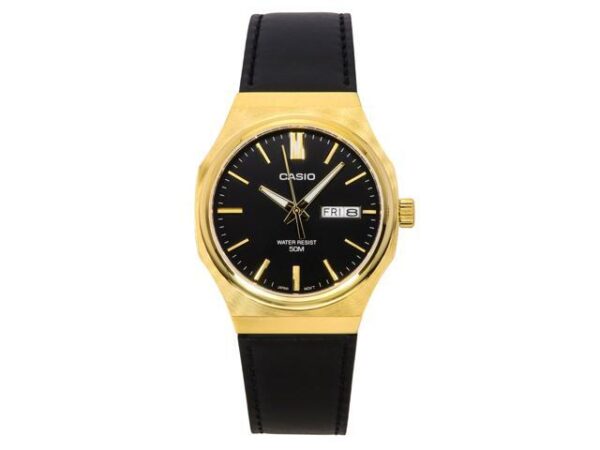 Casio Standard Analog Leather Strap Black Dial Quartz MTP-E735GL-1AV Men's Watch Casio Standard Analog Leather Strap Black Dial Quartz MTP-E735GL-1AV Men's Watch