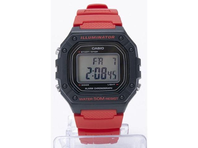 Casio W-218H-4BVCF 50m Wr Digital Watch, Red Resin