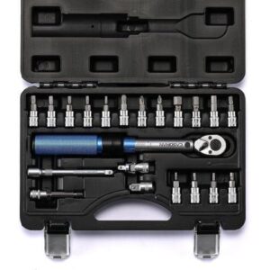 CASOMAN 1/4-inch Drive Click Torque Wrench Set, Dual-Direction Adjustable, 72-Tooth, Torque Wrench with Buckle (20-200IN.LB/ 2.26-22.6Nm)