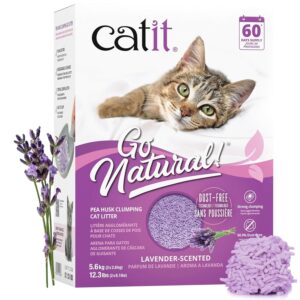 Catit Go Natural Pea Husk Clumping Cat Litter, Tofu, Lavender, 14 L, Dust Free & Lightweight Cat Litter, Easy to Scoop, Litiere Pour Chat