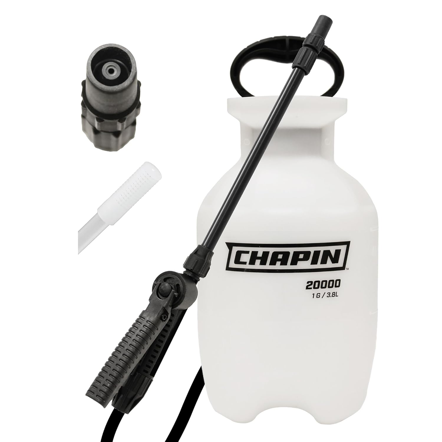 Chapin 20000 1 Gallon/3.8 Liters Lawn and Garden Pump Pressured Sprayer, for Spraying Plants, Garden Watering, Weeds and Pests, Polypropylene, Translucent White
